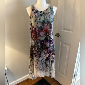 Karen Kane Sketch Floral High Low Hem Dress size L Beautiful colors